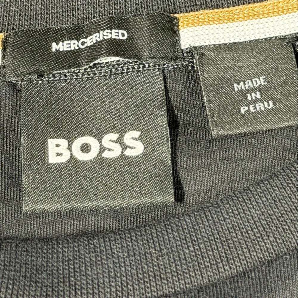 BOSS Hugo Boss Tiburt 446 Mercerised Black T-Shirt with Contrast Trim - Size S - Picture 4 of 7